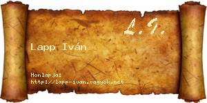 Lapp Iván névjegykártya